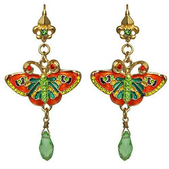 Ritzy Couture Monarch Butterfly Multi Color Dangle Leverback Earrings (Goldtone) - Picture 1 of 5